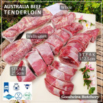 Beef Tenderloin frozen Australia (A) BUDGET steak cuts 2" 5cm price for 2pcs 600gr (eye fillet mignon daging sapi has dalam) brand NOLAN / McPHEE / CAG